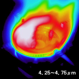 火炎計測用サーモグラフィカメラの熱画像